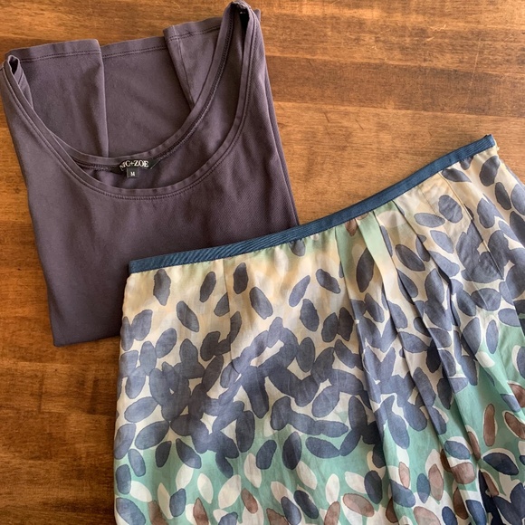 Nic+Zoe Silk/Cotton Blend Faux Wrap Skirt - Picture 4 of 6